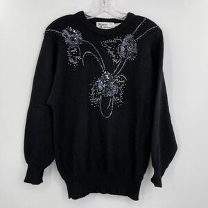 Vintage Western Connection beaded floral knit sweater